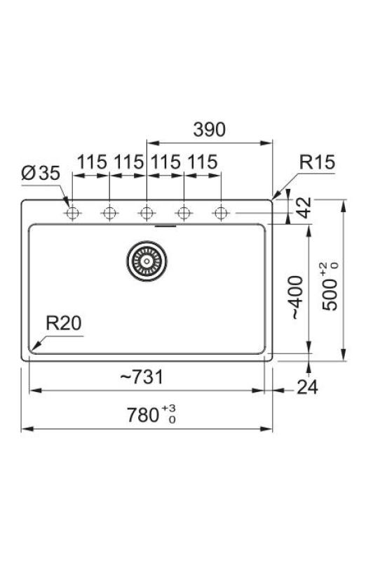 Franke Maris MRG 610-70 TL Fragranite Matte Black Sink 78 x 50 cm Built-in with Faucet Hole Bank 114.0668.727