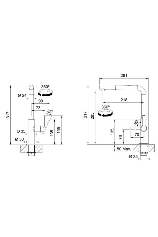 Franke Maris Slim L Kitchen Faucet Black with Pull-out Spout 115.0728.394