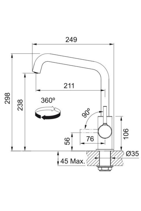 Franke Lina U Kitchen Faucet Swivel Spout Chrome 115.0728.473