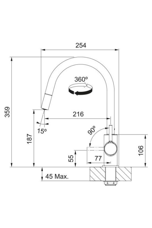 Franke Lina Kitchen Mixer Tap Chrome with Pull-Out Hand Shower 115.0693.229