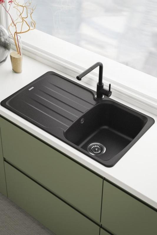 Franke Lina L Kitchen Faucet Onyx with Retractable Spout 115.0728.484