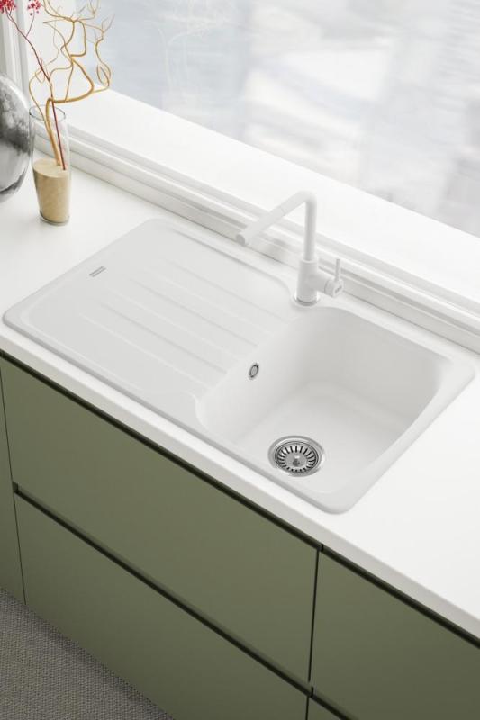 Franke Lina L Kitchen Faucet Polar White with Retractable Spout 115.0728.485