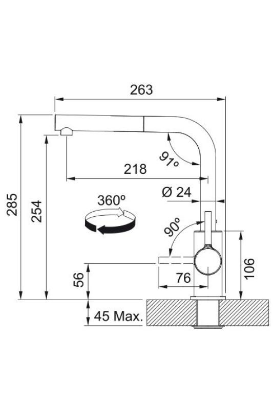 Franke Lina L Kitchen Faucet Chrome with Retractable Spout 115.0712.420