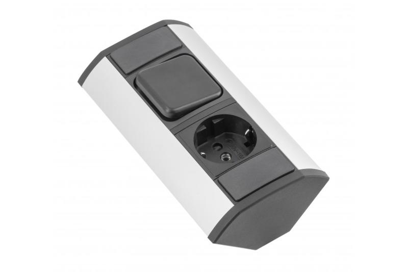 MINI angle extender with switch and schuko socket 230V 16A