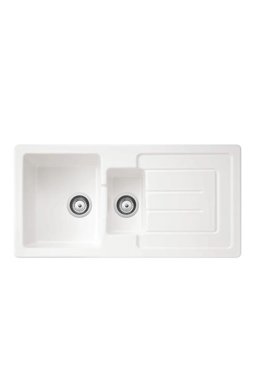 Ausmann Ceramic Sylva 1.5 Ceramic White Sink with Draining Area 1000 x 500 mm 1208971126