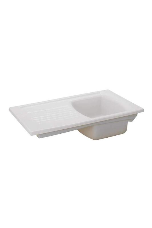 Ausmann Ceramic Crest Ceramic White Sink with Draining Area 850 x 500 mm 1208971130