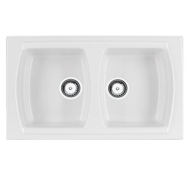 Ausmann Ceramic Crest Double Ceramic White Sink 860 x 500 mm 1208971133