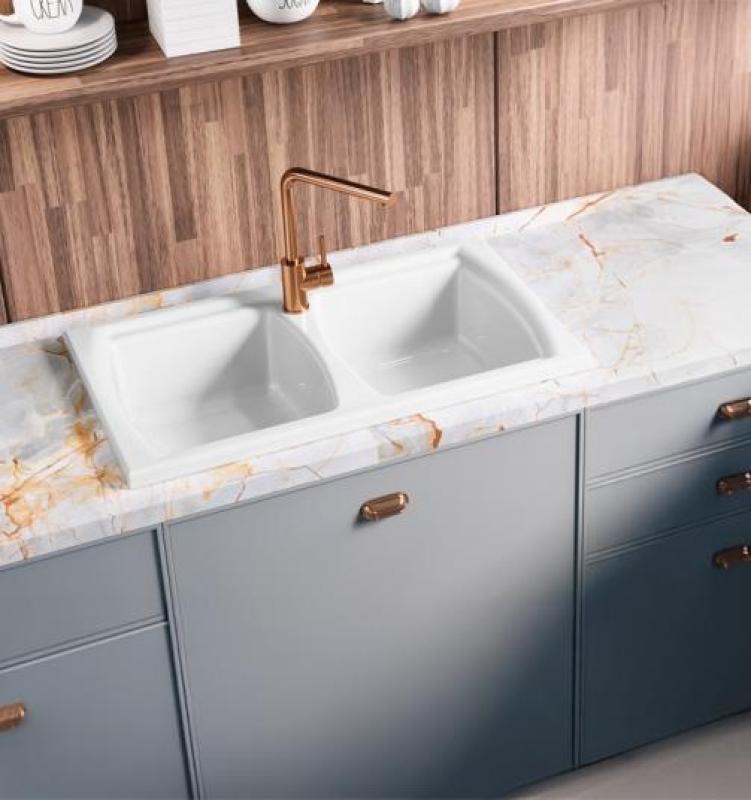 Ausmann Ceramic Crest Double Ceramic White Sink 860 x 500 mm 1208971133