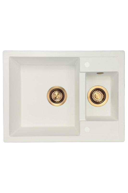 GraniteMy Smart extra shallow 1.5 granite built-in white sink 58x44cm with copper plug 1208970052