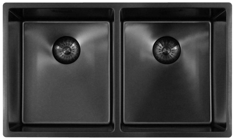 Pure.Sink Prestige Double Gun Metal Sink 70x40 cm 10mm radius undermount, flush mount and top mount PPG343440-61