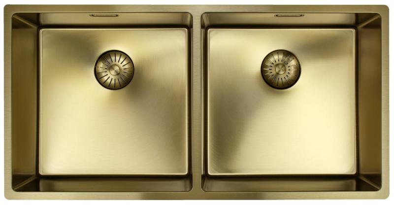 Pure.Sink Prestige Double Golden sink 82x40 cm 10mm radius undermount, flush mount and top mount PPG404040-60