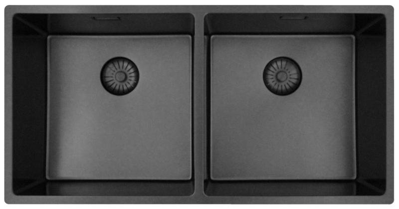 Pure.Sink Prestige Double Gun metal sink 82x40 cm 10mm radius undermount, flush mount and top mount PPG404040-61