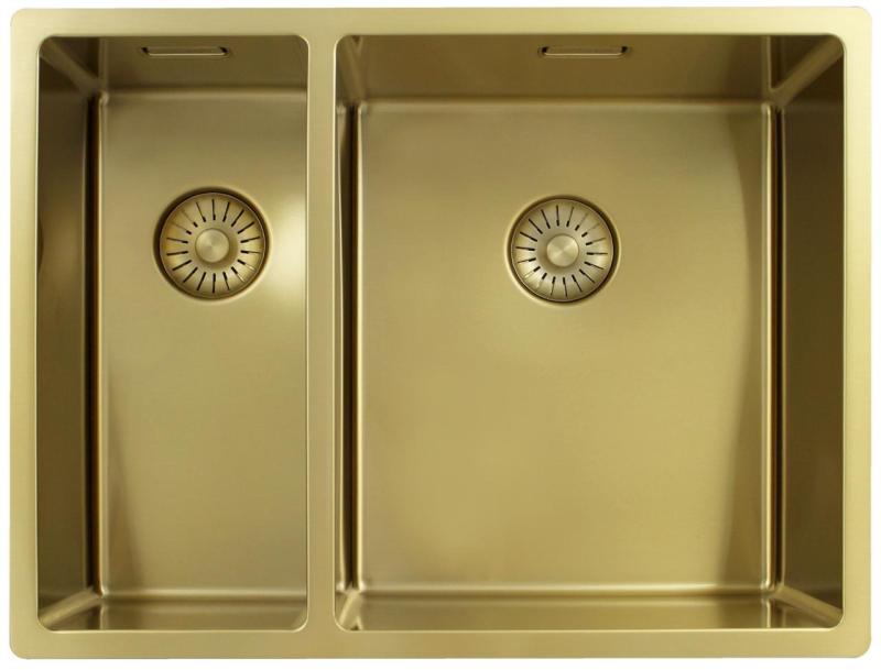 Pure.Sink Exclusivo Gold 1.5 one-and-a-half bowl sink 18+34 cm 10mm radius PEX183440-60