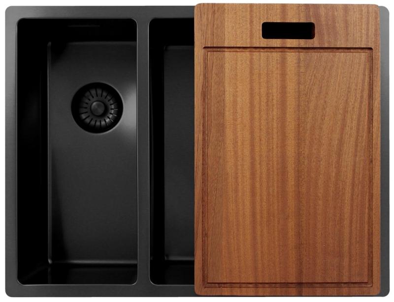 Pure.Sink Exclusivo Gun Metal 1.5 one and a half bowl sink 18+34 cm 10mm radius PEX183440-61