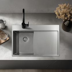 Pure.Sink Exclusivo Stainless Steel Small Sink with Draining Area 78x52 cm Tapwing Right PEX3478RT-02