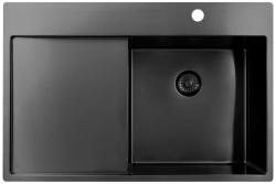 Pure.Sink Exclusivo Gun Metal sink with drainer 78x52 cm Tapwing right PEX4078RT-61