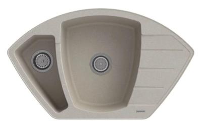 Graniteland Monte Granite Beige Corner Sink Top Mount 901x538mm with Stainless Steel Plug 1208971414