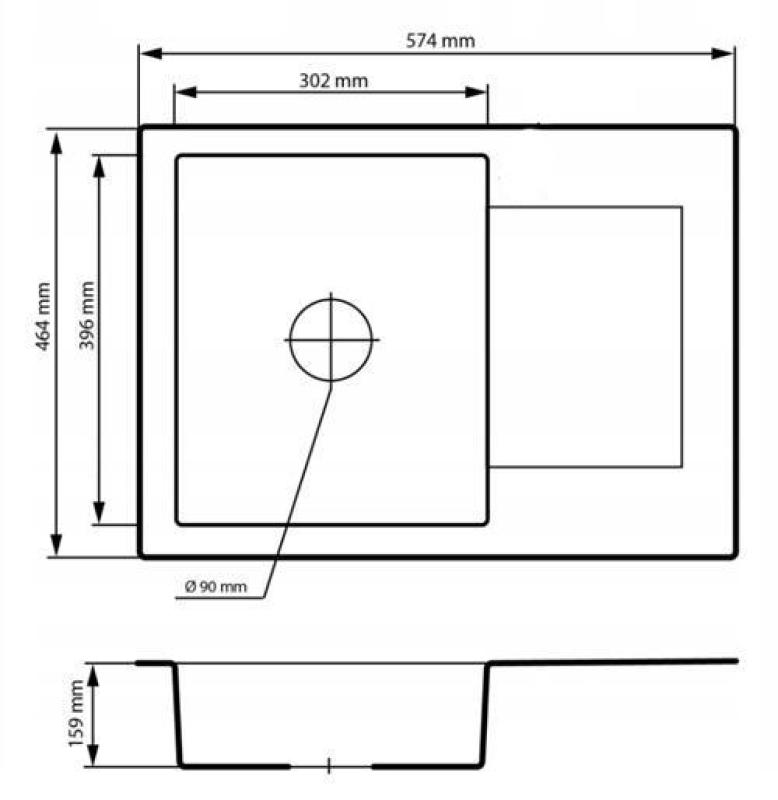 Graniteland Nex Granite beige sink with drainer 574x464 mm 1208971429