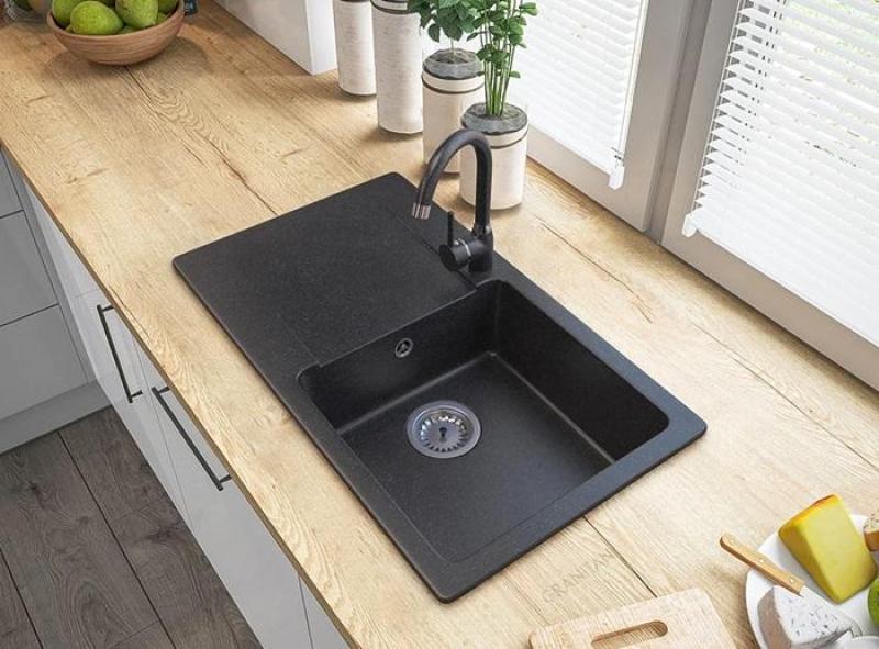 Graniteland Liri Granite Bluestone hard stone look sink with draining area 765x448 mm 1208971437