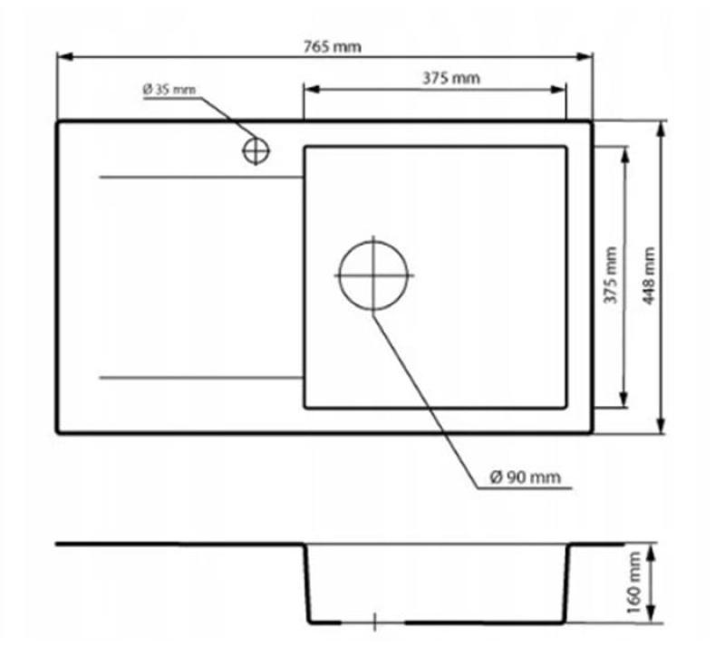 Graniteland Liri Granite Beige sink with draining area 765x448 mm 1208971439