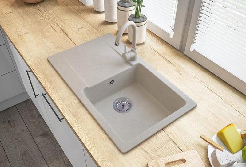 Graniteland Liri Granite Beige sink with draining area 765x448 mm 1208971439