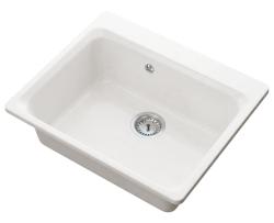 Graniteland Vastone Granite Sink 619x522 mm White Surface Mount with Faucet Hole and Stainless Steel Plug 1208971445