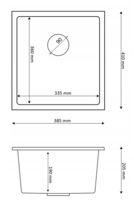 Graniteland Miniva Granite Sink Arduin Bluestone Look Undermount 385x410 mm 1208971449