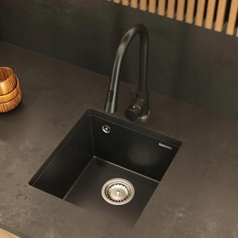 Graniteland Miniva Granite Sink Black Undermount 385x410 mm 1208971450