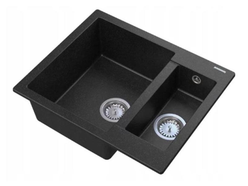 Graniteland Adda Granite Black 1.5 Sink Top Mount 600x495mm 1208971454