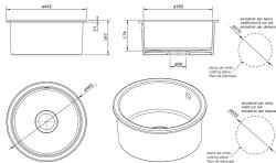 Ausmann Ceramic Ember Ceramic White Round Top Mount and Undermount Sink with White Plug 1208971465