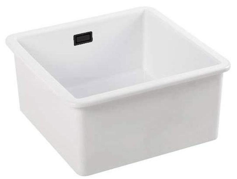 Ausmann Ceramic Ember Ceramic White Square Sink Top Mount and Undermount 40 x 40 cm with Black Plug 1208971484