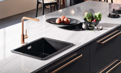 Ausmann Ceramic Ember Ceramic Mat Black Square Sink Top Mount and Undermount 40 x 40 cm with Copper Plug 1208971487