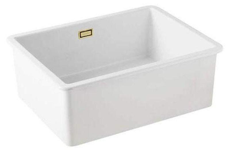 Ausmann Ceramic Ember Ceramic White Sink - Top Mount and Undermount 54 x 40 cm with Gold Plug 1208971491