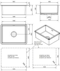 Ausmann Ceramic Ember Ceramic White Sink - Top Mount and Undermount 54 x 40 cm with Gun Metal Plug 1208971493