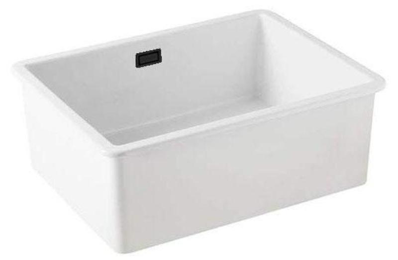 Ausmann Ceramic Ember Ceramic White Sink - Above Counter and Undermount 54 x 40 cm with Black Plug 1208971494