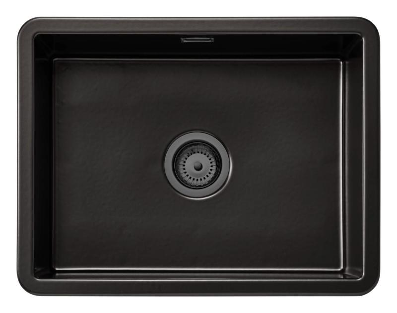 Ausmann Ceramic Ember Ceramic Mat Black Sink - Top Mount and Undermount 54 x 40 cm with Gun Metal Plug 1208971498
