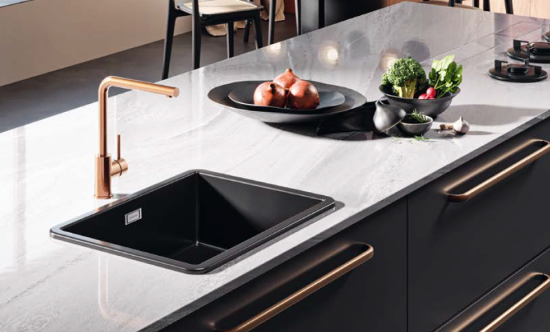 Ausmann Ceramic Ember Ceramic Mat Black Sink - Top Mount and Undermount 54 x 40 cm with Black Plug 1208971499