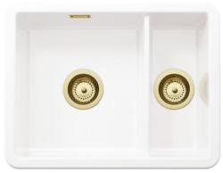 Ausmann Ceramic Ember Ceramic White One and a Half Bowl Sink Top-Mount and Under-Mount 495 x 370 mm with Gold Plugs 1208970736