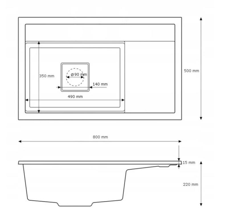 Graniteland Seta Granite White Built-in Sink 80x50 cm 1208971618