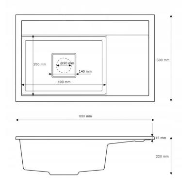 Graniteland Seta Granite Beige Sand Built-in Sink 80x50 cm1208971620
