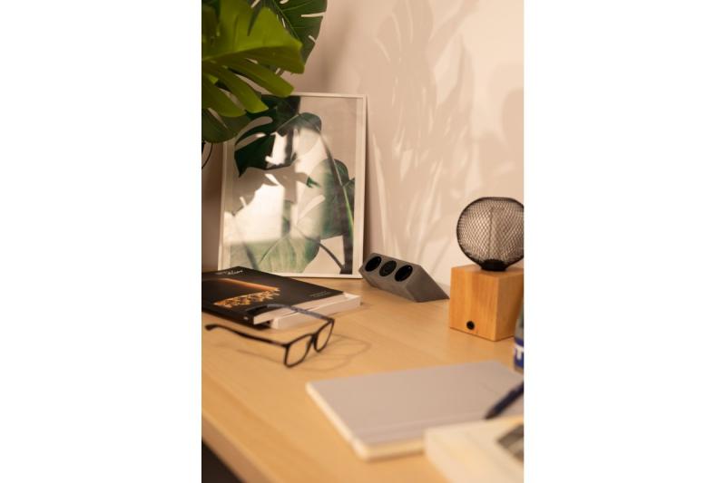 Furniture socket SOFITO, 2xSHUKO, USB A+C, cable 1.5 m, gray flock