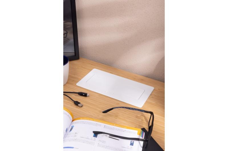 MULTISOFT Furniture Socket 2x Socket with Earthing, USB A+C, RJ45, Power Cable with Plug, White