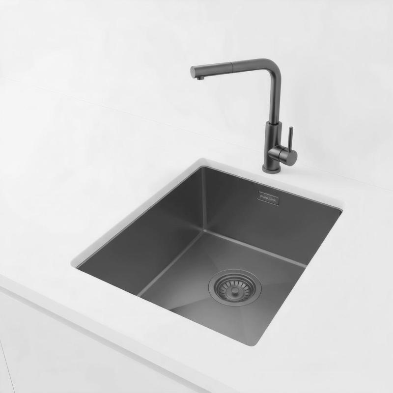 Pure.Sink Luxion Gunmetal sink, 36x40 cm, undermount, flush-mount, and top-mount PLX3640-61