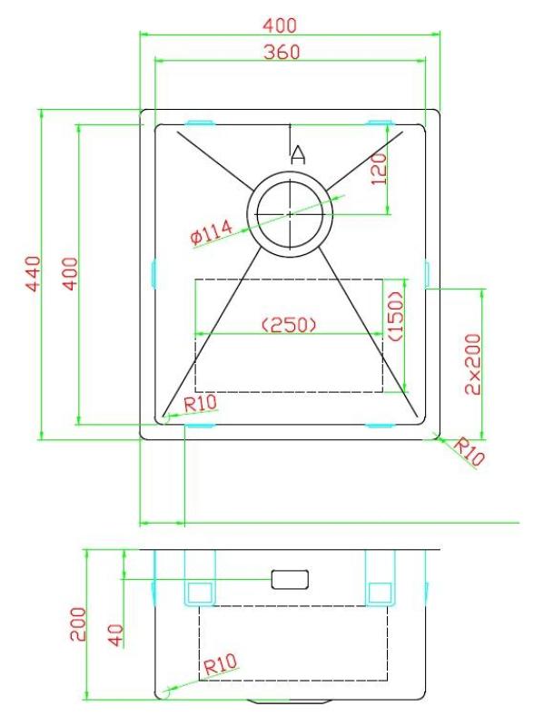 Pure.Sink Luxion Gunmetal sink, 36x40 cm, undermount, flush-mount, and top-mount PLX3640-61