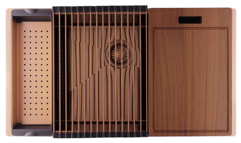 Pure.Sink Luxion Large copper sink 74x40 cm undermount, flush mount, and top mount PLX7440-62