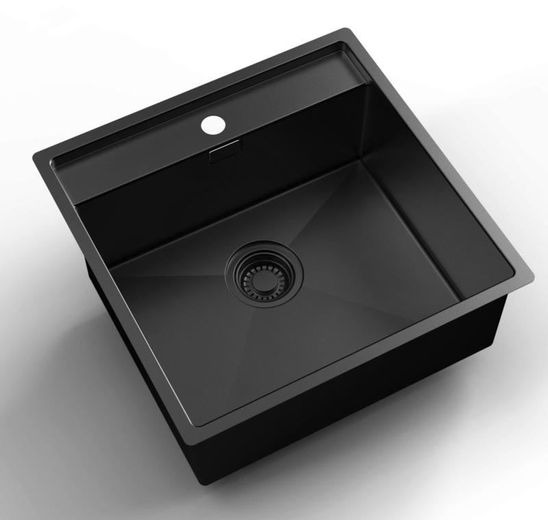 Pure.Sink Luxion PVD Black sink 51x50 cm Tapwing with tap hole PLX5150T-63