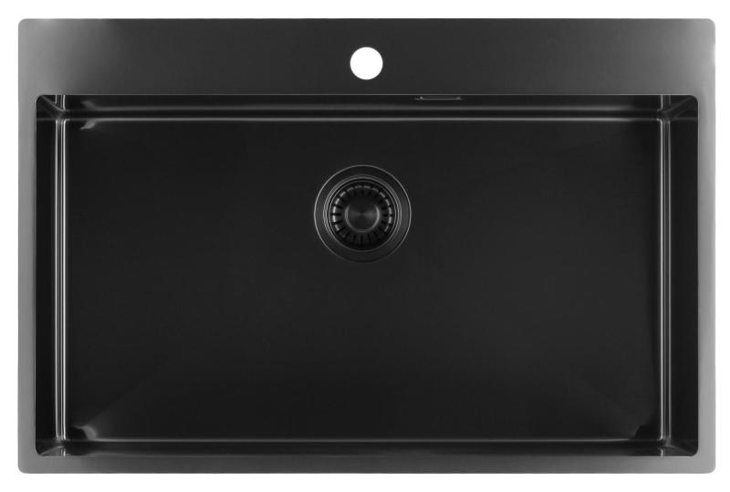 Pure.Sink Luxion PVD Large Black sink 78x50 cm Tapwing with tap hole PLX7850T-63