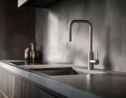 Pure.Sink Luxion solid stainless steel kitchen faucet, square with pull-out spout PLXSQUA-02