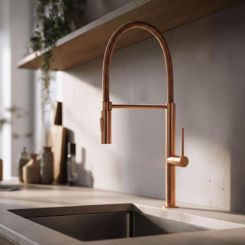Pure.Sink Luxion Profi copper kitchen faucet with flexible spout and 2 spray modes PLXFLEX-62
