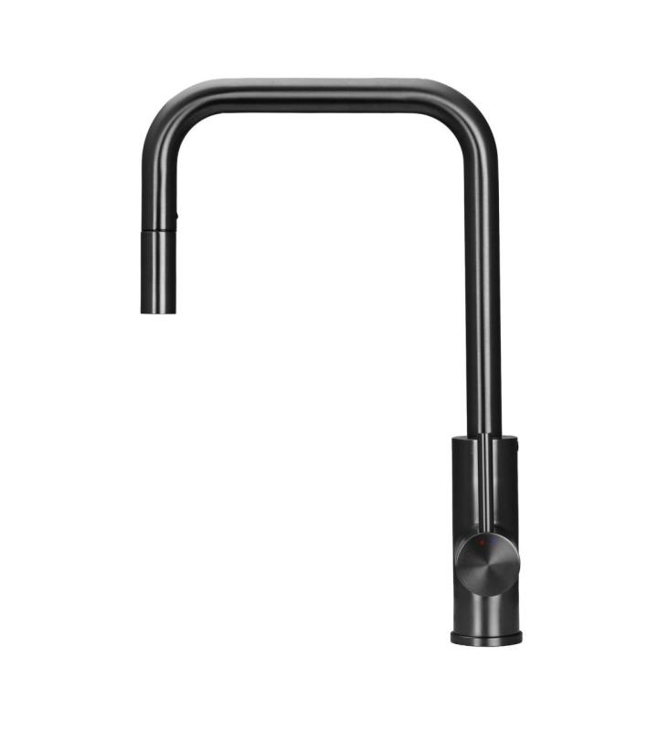 Pure.Sink Luxion Gun metal kitchen faucet square with pull-out spout PLXSQUA-61